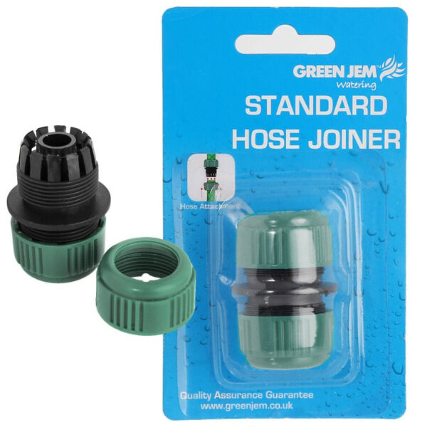 The Green Jem Standard Hose Joiner is a garden accessory used to connect two hoses together, extending the length of your hose setup. It is typically made from durable plastic...