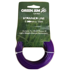 The Green Jem Strimmer Line is a replacement line for grass trimmers and strimmers. This particular product is purple in color and has a diameter of 2.0mm. It comes in a length...