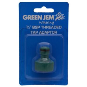 The Green Jem Threaded Tap Connector 3/4'' BSP is a gardening accessory designed to connect a garden hose to an outdoor tap with a British Standard Pipe (BSP) thread size of 3/4...