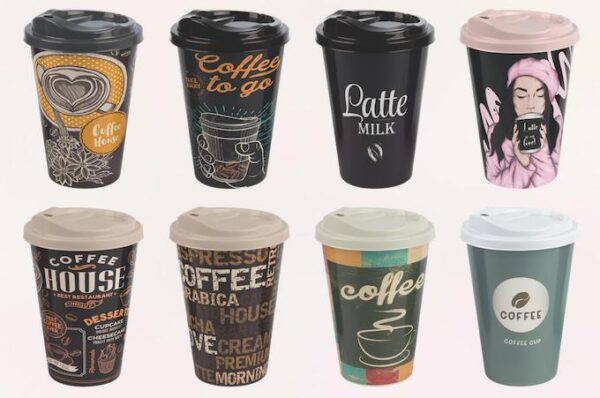 The "Hobby Plastic Reusable Travel Coffee Cups 450ml Assorted Designs 031273" likely refers to a product offering a set of reusable coffee cups made from plastic, each with a...