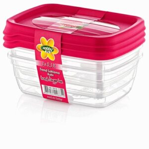 The Hobby Trend Rectangular Food Storage Containers set includes three containers, each with a capacity of 0.3 liters. These containers come in assorted colors, adding a vibrant...