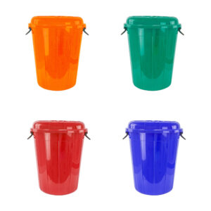 The item you mentioned is a 60-liter plastic storage drum or bin that features two side handles for easy carrying. It is available in assorted colors, providing options for...