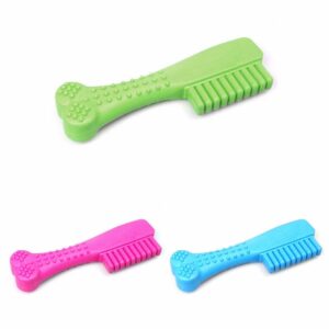 The item you mentioned is a pet dog toy designed in the shape of a comb and made of rubber, which allows it to function as both a chew toy and possibly a grooming tool. It...