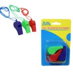 The item you're referring to is a pack of plastic whistles that come with a neck cord. This pack includes three whistles, and they are available in assorted colors. The product...