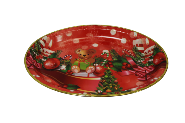 The item you're referring to is an Oval Plastic Christmas Party Serving Tray with Printed Designs. It measures 45 x 34 cm and comes in assorted designs, labeled with the code...