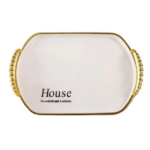 The item you're referring to is an oval serving tray with a gold rim and handles. It has dimensions of 28 x 40 x 3.3 cm. The number "7641" may be a product code or model number...