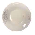 The item you're referring to seems to be a dining salad or dessert plate with a white floral design. Its dimensions are 23 cm in diameter and 4 cm in height. The model or...
