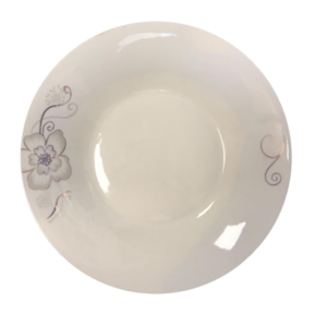 The item you're referring to seems to be a dining salad or dessert plate with a white floral design. Its dimensions are 23 cm in diameter and 4 cm in height. The model or...