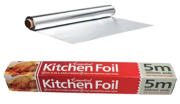 The "Kitchen Aluminium Foil 300mm x 5m FR3005 A (Parcel Rate)" refers to a roll of aluminum foil commonly used in kitchens for various purposes like cooking, baking, and food...