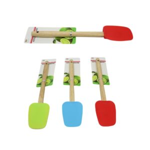 The Kitchen Silicone Spatula with a Wooden Handle, measuring 30 cm, is available in assorted colors. It is identified by the product code 6067 A and is suitable for shipping at...