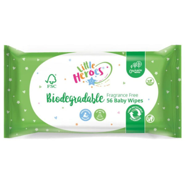 The "Little Heroes Baby Wipes Biodegradable 56 Sheets - Case of 12" is a product offering biodegradable baby wipes. Each pack contains 56 sheets, and the product is sold in a...