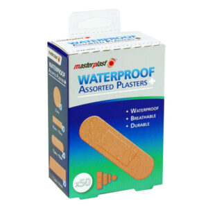 The MasterPlast Assorted Waterproof Plasters 50 Pack typically includes a variety of waterproof adhesive bandages designed to protect minor wounds or cuts from water and dirt,...