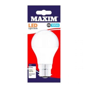 The Maxim LED GLS BC DL Pearl Bulb is a daylight bulb that consumes 13 watts of power while providing light equivalent to a traditional 100-watt incandescent bulb. The "BC"...