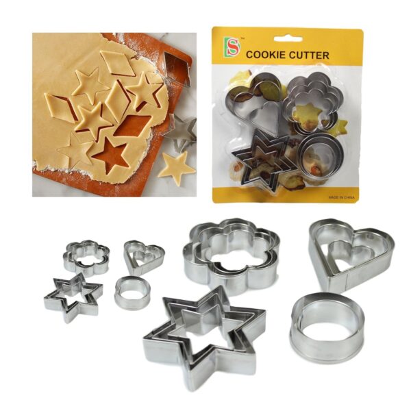 The Metal Baking Cookie Cutters Moulds Pack of 12 includes a variety of assorted shapes, perfect for enhancing your baking experience. These cookie cutters are likely made of...