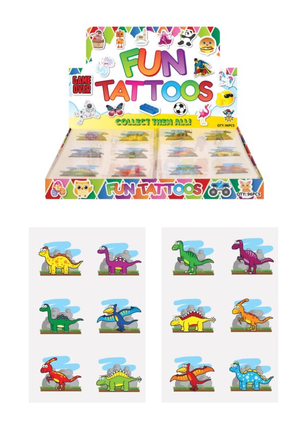 The Mini Dinosaur Temporary Tattoo Sheets (4cm) with Assorted Designs, model number N51044, are likely a set of temporary tattoos designed for children or anyone who enjoys fun,...