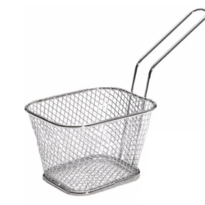 The Mini Square Metal French Fries Chips Serving Mesh Basket is a small, stylish serving accessory designed for presenting fries or chips. Its dimensions are 10 x 6.5 x 8.5 cm,...