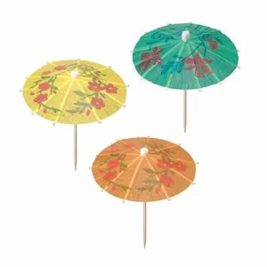 The "Mini Tropical Food Cocktail Drinks Umbrella Picks" typically come in a pack of 6 pieces, each measuring 10 cm in length. These colorful paper umbrellas are often used for...