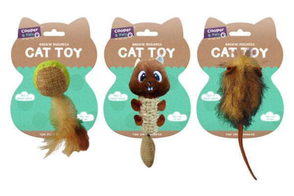 The "Natural Instincts Cat Toy Assorted Designs 317662" refers to a product consisting of various cat toys under the Natural Instincts brand. These toys come in assorted...