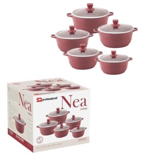 The Nea Marbell Diecast Stockpot Set is a collection of five pots with a striking red marble effect design. This set includes pots in various sizes: 20 cm, 24 cm, 28 cm, 30 cm,...