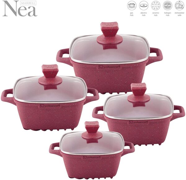 The Nea Marbell Square Stockpot Set of 4 Rossa 6902 appears to be a cookware set, possibly featuring four stockpots of varying sizes. The term "Rossa" suggests that the pots may...