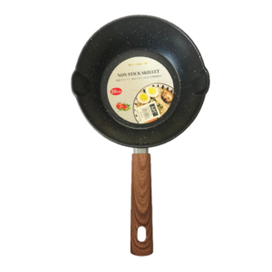 The Non-Stick Frying Pan with Wooden Print Handle (model DL9117) is a 20cm pan designed for efficient cooking with minimal sticking. The pan features a speckled black surface...