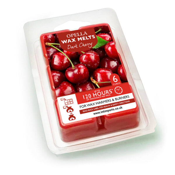 The Opella Wax Melts in the Dark Cherry scent come in a package containing 6 cubes. The dimensions of the package are 7 x 10 cm. The product code for this item is CDWXDC, and it...