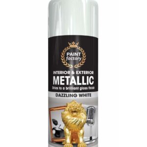 The Paint Factory Metallic Interior & Exterior Spray Paint in Dazzling White comes in a 200ml can, designated with the product number 9818. This spray paint is suitable for both...