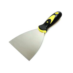 The "Paint Scraper Soft Handle Strong Heavy Duty 4''" is a tool designed for home DIY projects. This scraper typically features a 4-inch wide blade that is ideal for removing...