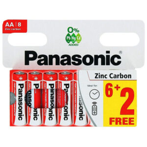 The Panasonic Zinc Carbon AA Battery 8 Pack, which includes 6 batteries plus 2 free, typically comes in a case of 20 packs. This means you would receive 20 individual packs,...