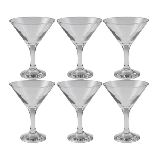 The PB 6 Piece Bistro Martini Glass set, with a capacity of 190ml and identified by the number 44410, likely refers to a set of martini glasses designed for serving cocktails....