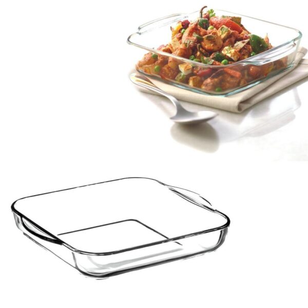 The PB Borcam Glass Square Roasting Tray is a high-quality kitchenware item designed for roasting and baking. It has a capacity of 1.95 liters and measures 22 cm in length and 6...