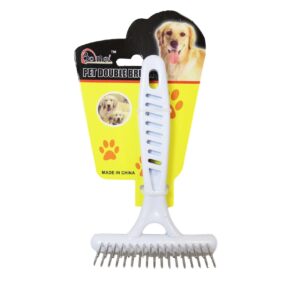 The "Pet Dog Cat Metal Teeth Grooming Brush" is designed for grooming pets such as dogs and cats. With dimensions of 14 x 8 cm, it is compact and easy to handle. The brush...