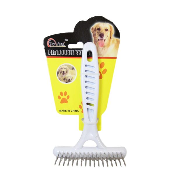 The "Pet Dog Cat Metal Teeth Grooming Brush" is designed for grooming pets such as dogs and cats. With dimensions of 14 x 8 cm, it is compact and easy to handle. The brush...