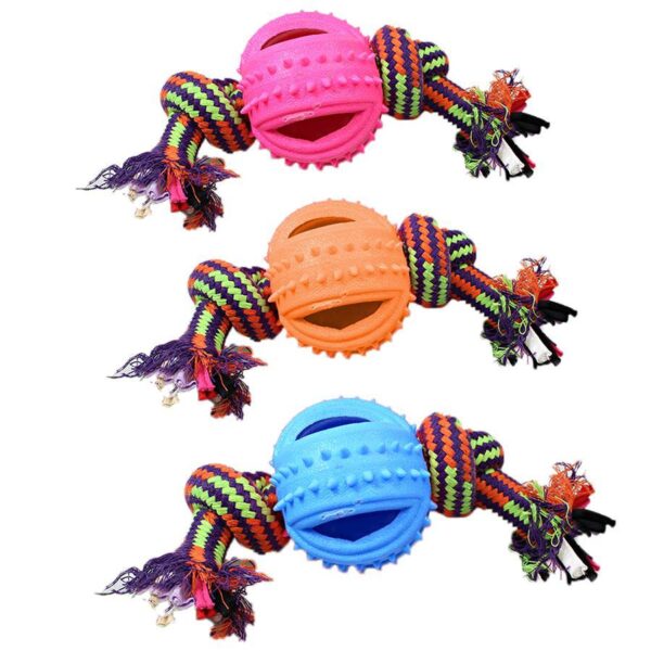 The "Pet Dog Chewing Ball Toy with Rope 15cm Assorted Colours 5036" is a toy designed for dogs to chew and play with. The toy features a ball that is 15 centimeters in diameter,...