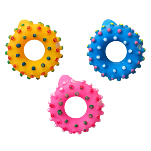 The Pet Dog Toy Squeaky Donut Ring is a playful toy designed for dogs. It measures 8 x 3.5 cm and comes in assorted designs and colors, offering a variety of options to choose...