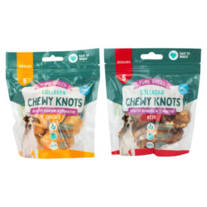 The "Pet Dog Treats Collagen Chewy Knots Small Pack of 5 Assorted Flavours 323897" appears to be a product designed for dogs, specifically treats made with collagen. These...