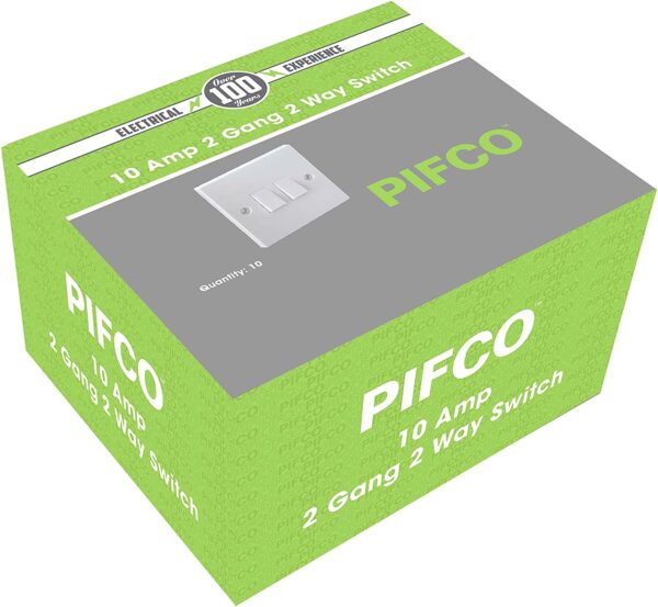 The PIFCO 2 Gang 2 Way Wall Switch PIF2025 is an electrical component used to control lighting circuits. It features two gangs, which means it can control two separate lights or...