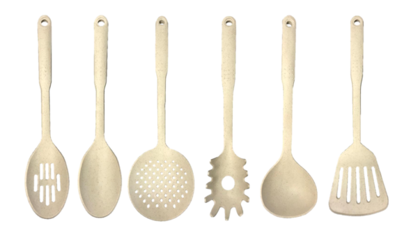 The "Plastic Assorted Kitchen Cooking Utensils Speckled Cream 30 cm Set of 6" refers to a collection of kitchen tools designed for cooking and food preparation. This set...