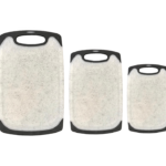 The "Plastic Chopping Board with Speckled Design Set of 3" likely refers to a set of three chopping boards made from plastic featuring a speckled design. The boards are of...