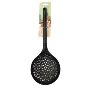 The Plastic Cooking Strainer Skimmer Spoon SG3008 is a kitchen tool designed for straining and skimming purposes while cooking. It measures 17x42 cm and features a speckled...