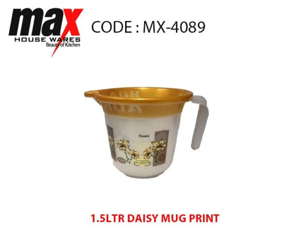 The "Plastic Daisy Print Jug 1.5 Litre MX4089" refers to a jug made of plastic with a daisy print design, offering a capacity of 1.5 liters. The term "Parcel Rate" suggests that...