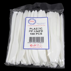 The "Plastic Disposable White Knife 100 Piece THL9584" likely refers to a product offering a set of 100 disposable knives made from plastic, colored white. These are typically...