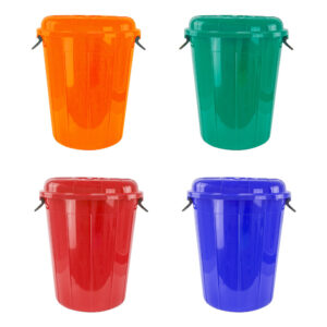 The Plastic Eco Storage Drum Bin Bucket with 2 Side Handles is a versatile storage solution with a capacity of 70 liters. It is available in assorted colors, allowing for some...