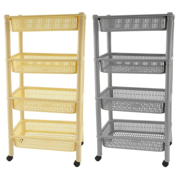 The "Plastic Kitchen Trolley Safari 4 Tier Fruit Veg 2768-4R/9161" is a storage solution designed for kitchen use. It typically features four tiers or shelves, allowing for...