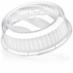 The Plastic Microwave Food Plate Cover with Vent is a kitchen accessory designed to cover food while it is being heated in the microwave. This particular cover has a diameter of...
