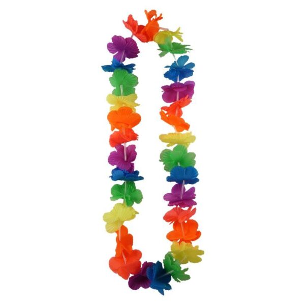 The Plastic Neon Rainbow Hawaiian Flowers Hula Lei Garland is a decorative item typically used for parties, celebrations, or themed events. It measures 100 cm in length and...