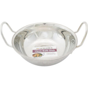 The Prima Stainless Steel Balti Curry Dish Kadai, measuring 15cm, is a traditional cooking and serving dish commonly used in Indian and Pakistani cuisine. Made from durable...