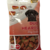 The product description indicates that you have a package of "Pet Dog Duo Heart Treats" weighing 250 grams, packaged in a flow pack. The expiry date for these treats is February...