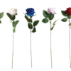 The product "Plastic Artificial Fake Roses Flowers Single Stem Velvet Petals 50 cm Assorted Colours 7105" appears to be a decorative item. This item consists of artificial roses...