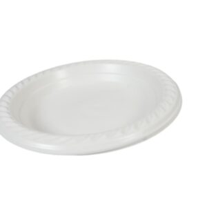 The product you are referring to appears to be a pack of disposable white plastic plates, each with a diameter of 7 inches. The pack contains 25 plates and is likely designated...